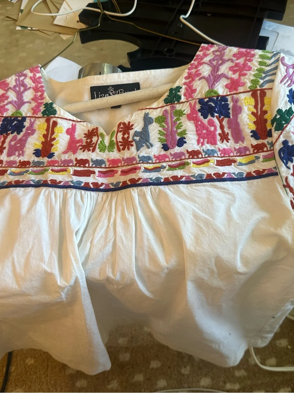 Liza Byrd White Short-Sleeve Embroidered Peasant Top - Picture 2 of 5